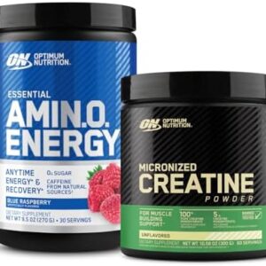 Optimum Nutrition Amino Energy - Pre Workout with Green Tea, BCAA, Amino Acids & Micronized Creatine Monohydrate Powder, Unflavored, Keto Friendly, 60 Serving : Health & Household